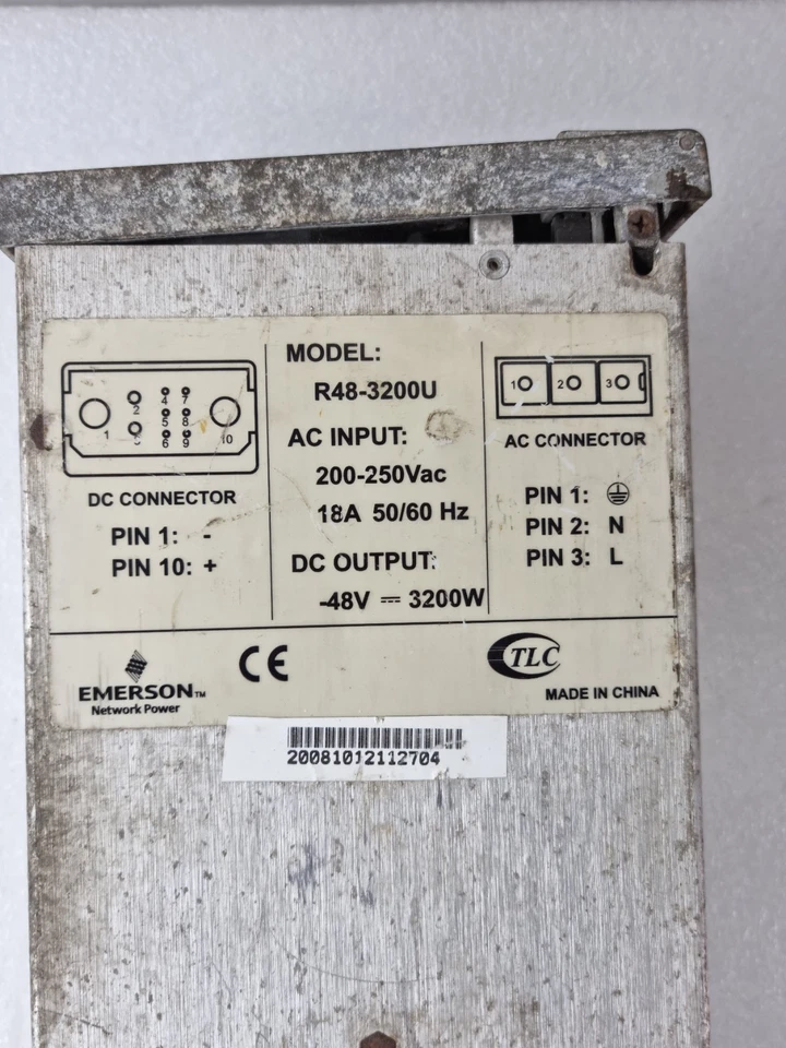Emerson R48-3200U 3200W 48V DC Rectifier Power Module *Untested*